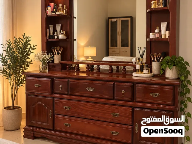 Wood-Look Dresser with Large Mirror & Storage