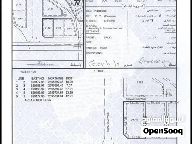 للبيع أرض صناعية المسفاه فرصة زاوية  شارع قار 1000 متر